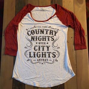Country Nights Rust and Cream Raglan